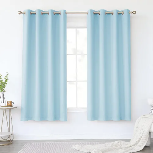 Miniatura 66 de KEQIAOSUOCAI Cortinas rosa bebé de 63 pulgadas para habitación de niñas - Con aislamiento térmico que oscurece la habitación, cortinas de ventana