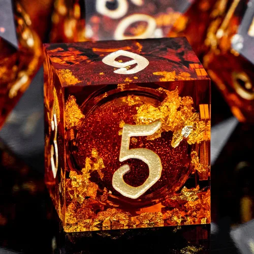 Miniatura 16 de ARUOHHA - Juego de dados azules de resina DND de 7 piezas, juego de dados translúcidos hechos a mano para RPG, juego de dados poliédricos de borde