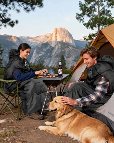 Miniatura 2 de Sportneer Saco de dormir portátil para adultos y niños - Caminable con cremalleras en los brazos, clima cálido e impermeable frío, compacto