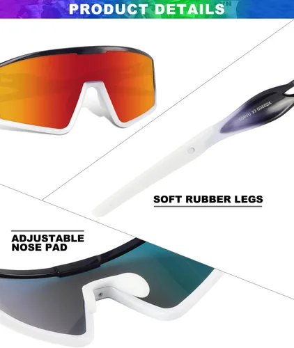 Miniatura 6 de Xiyalai Gafas de sol para ciclismo para hombres y mujeres, lentes de sol deportivos con protección UV para correr, lentes de sol para béisbol