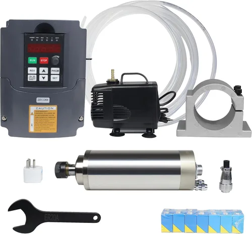 RATTMMOTOR Kit de motor de husillo CNC 2.2KW 220V Motor de husillo refrigerado por agua Φ80mm ER20 400Hz 24000RPM+2.2KW Inversor de accionamiento