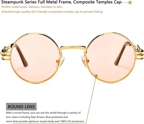 Miniatura 4 de DeBuff Gafas de sol retro redondas steampunk hippie