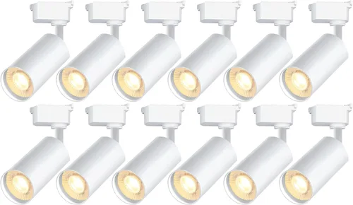 Miniatura 13 de Cabezales de iluminación de riel tipo H regulables blancos (sin rieles de riel), 6 piezas iluminadas 3000 K blanco cálido 20 W 2400 lm