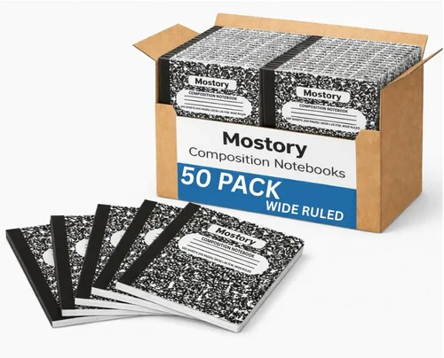 Miniatura 11 de MOSTORY Paquete de 5 cuadernos de composición – 200 páginas con rayas anchas (100 hojas), tamaño 7.5 x 9.75 pulgadas, suministros escolares a