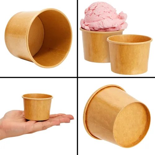 Miniatura 5 de Juvale Vasos de papel desechables para helado, revestimiento resistente a las fugas y tazas de gelato, cuencos de control de porciones de 5 onzas