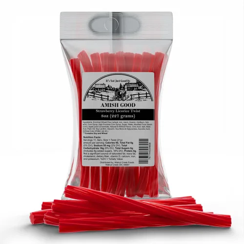 Miniatura 8 de Amish Good Gourmet Dulces de Regaliz Retorcidos - Golosina Premium Dulce y Masticable, Regaliz Retorcido Jumbo de Cereza Roja Snack Perfecto Menos