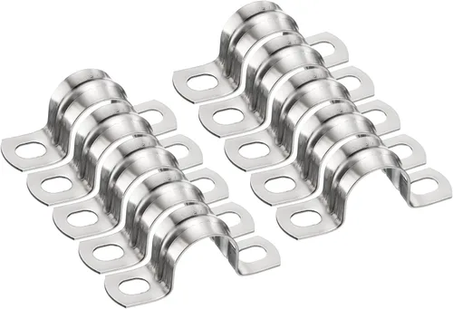 Miniatura 87 de HARFINGTON 10 abrazaderas de conducto de 5/16 pulgadas y 0.315 in, abrazadera de tubo M8 U, correa de tubo rígida de acero inoxidable, soporte