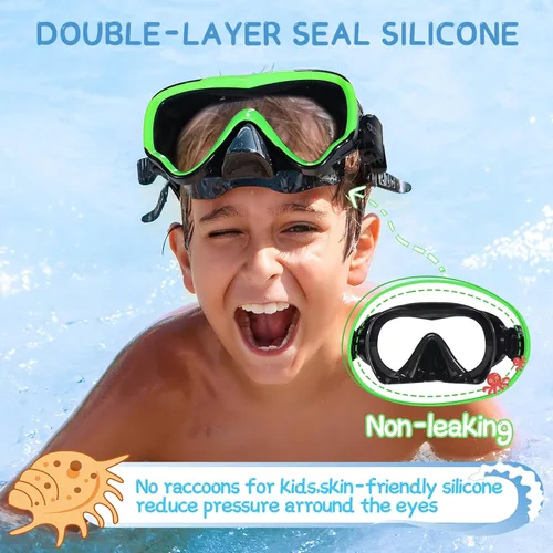 Miniatura 4 de Water Space Kids Swimming Goggles Swim Mask with Nose Cover for Kids Youth 3-15, Anti-Shattered Lens UV Protection No-leak Morado y verde