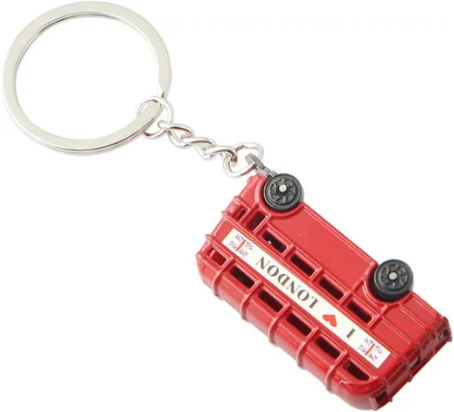 Miniatura 2 de Toyvian Juego de 4 llaveros temáticos de Londres, autobús, cabina telefónica, recuerdos británicos para decoración