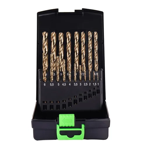 Miniatura 2 de M35 - Juego de brocas métricas de cobalto al 5%, 19 brocas helicoidales de 0.394 a 0.394 pulgadas para metal y acero endurecido, con caja