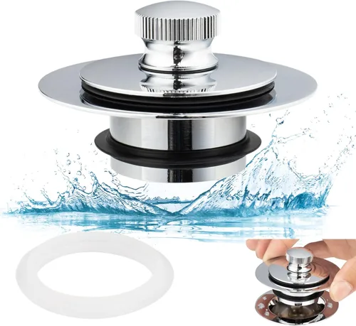 Miniatura 9 de Artiwell Tapón universal de drenaje de baño y tapa de elevación y giro, tapón de drenaje de bañera, reemplaza la elevación y giro, desagües