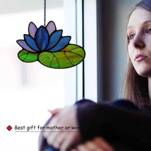 Miniatura 5 de Decoración de flores para colgar en la ventana de vitral, paneles de ventana para decoración de festividades, regalos de cumpleaños para mamá, mujer