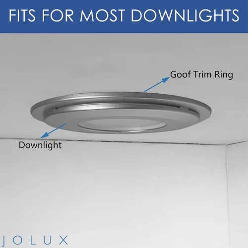Miniatura 6 de Jolux Paquete de 4 anillos de plata mate para iluminación de lata empotrada de 5/6 pulgadas, plástico, diámetro exterior de 8.6 pulgadas, diámetro