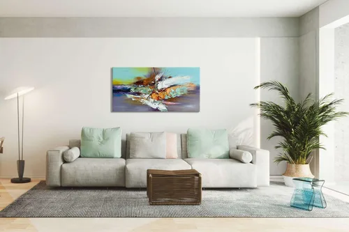 Miniatura 4 de zoinart Arte de pared 3D texturizado pintado a mano, 24 x 48 pulgadas, pinturas al óleo coloridas abstractas, arte de pared grande para decoración