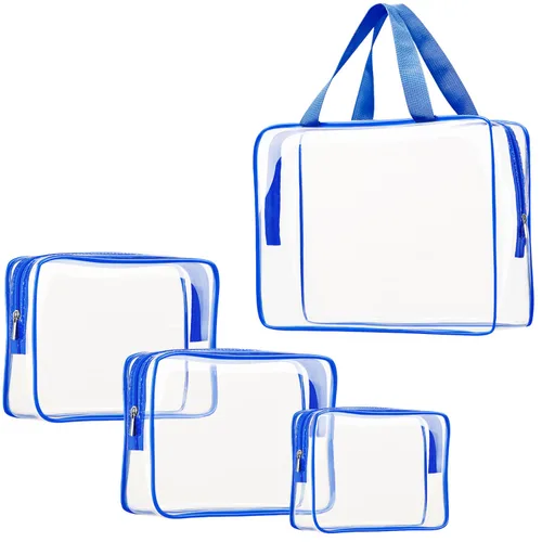 Miniatura 11 de Kit de 3 piezas de bolsas de artículos de aseo de viaje de PVC cristalino para mujeres y hombres, organizador de embalaje de vinilo impermeable