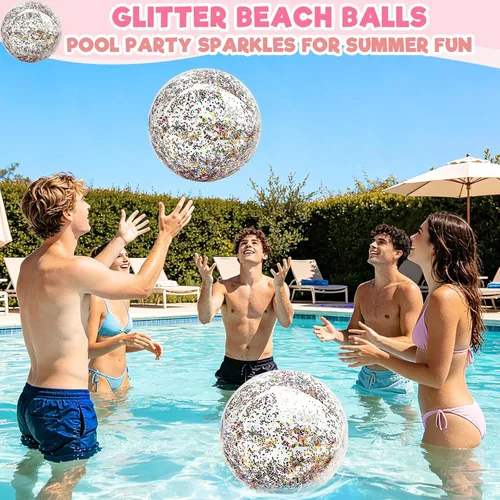 Miniatura 5 de TURNMEON Paquete de 12 pelotas inflables para playa, 16 pulgadas, con destellos, juguetes para piscina, playa, fiesta de verano en la piscina