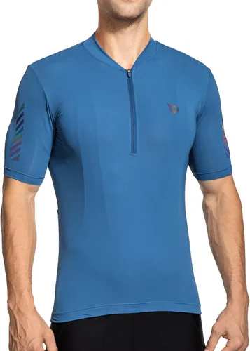 Miniatura 2 de BALEAF Camiseta de ciclismo para hombre, manga corta, media cremallera, para ciclismo de montaña, 4 bolsillos traseros UPF