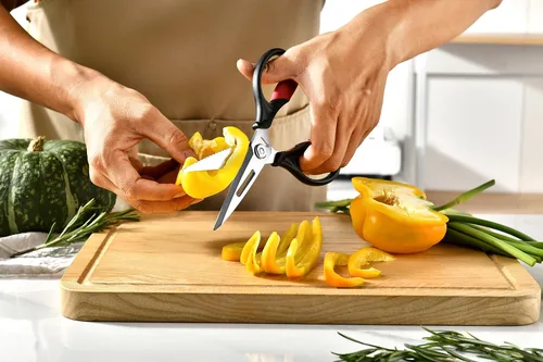 Miniatura 8 de Tijeras de cocina – Tijeras de cocina resistentes para pollo, carne, alimentos, verduras, 9.25 pulgadas de largo, color negro y rojo