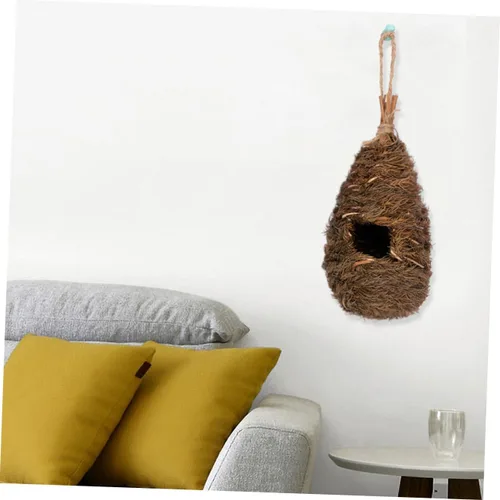 Miniatura 4 de BESTOYARD Nido de pájaro de paja, decoración de jardín, adornos de jardín, casas de anidación de pájaros, casa de pájaros colgantes, casas