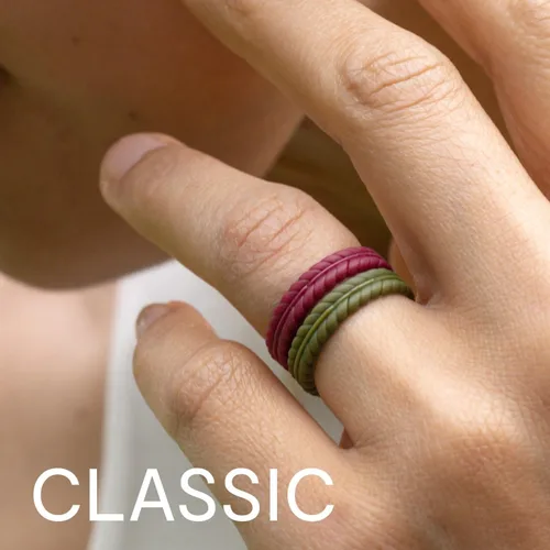 Miniatura 5 de ROQ - Anillo de boda y compromiso de goma de silicona para hombre, de ajuste cómodo, transpirable, borde biselado o dúo, paquete surtido, variedad