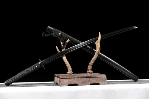 Miniatura 3 de Espada Katana samurái japonesa negra de 41 pulgadas, acero plegado de Damasco funcional