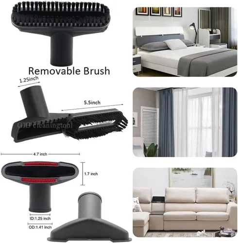 Miniatura 8 de GIB Hardwood Floor Brush 32mm 1 1/4 pulgadas 360 Grados Cabeza Giratoria 12 Pulgadas de Ancho Accesorio de Aspiradora para Múltiples Superficies