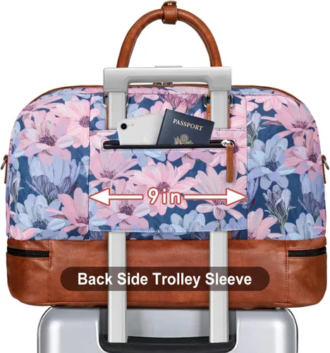 Miniatura 26 de IBFUN Bolsas de fin de semana para mujer, bolsa grande de lona para viaje, bolsa de viaje con compartimento para zapatos, 21 pulgadas, juego de 3