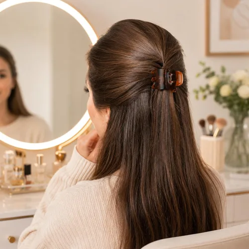 Miniatura 6 de Pinzas de garra medianas para mujer, paquete de 4 pinzas para el cabello, accesorios antideslizantes de 1.37 pulgadas para el cabello para fácil