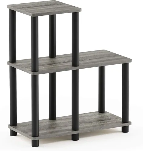 Miniatura 3 de Furinno Turn-N-Tube - Estantería decorativa, color roble francés gris/negro Roble Francés/Negro