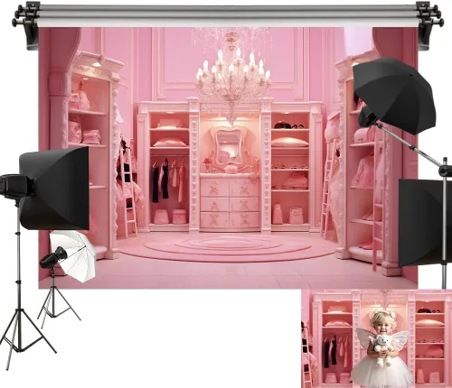 Kate Princess Cloakroom - Fondo de fotos sin costuras para niñas, color rosa, 6.5 x 6.5 pies