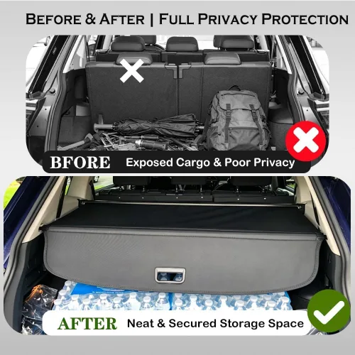 Miniatura 3 de Cubierta de carga para VW Tiguan 2018-2024 – Protector retráctil para maletero sin huecos (no para 2025), pantalla de seguridad Tonneau cubierta