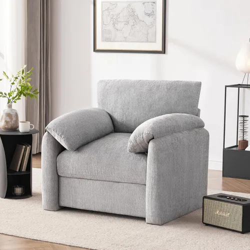 Miniatura 17 de Howjoe Sillón Extragrande de Chenilla, Sillas de Acento de 38.6 Pulgadas de Ancho para Sala de Estar y Dormitorio Silla de Descanso Moderna, Silla