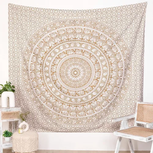 Miniatura 7 de RAJRANG - Tapiz de mandala indio para colgar en la pared, diseño hippie, de elefante, playa, decoración de dormitorio universitario, bohemio, boho.