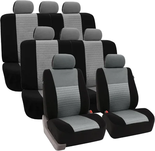 Miniatura 12 de FH Group Fundas de asiento de automóvil 3D de malla de aire con elegancia moderna, compatibles con bolsa de aire y listas para separar, juego