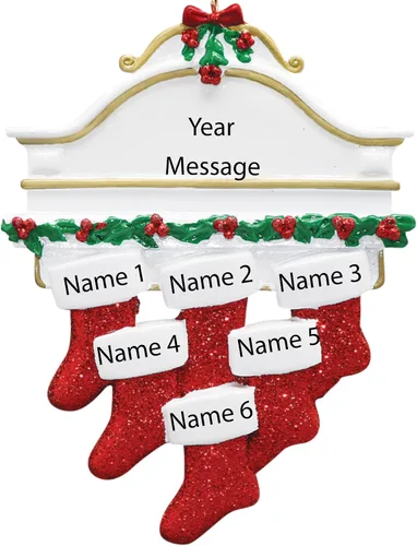 Miniatura 2 de Adornos de Navidad familiares personalizados 2025 – Adorno personalizado para familia de 6, recuerdo de seis nietos o nietos, adorno de chimenea