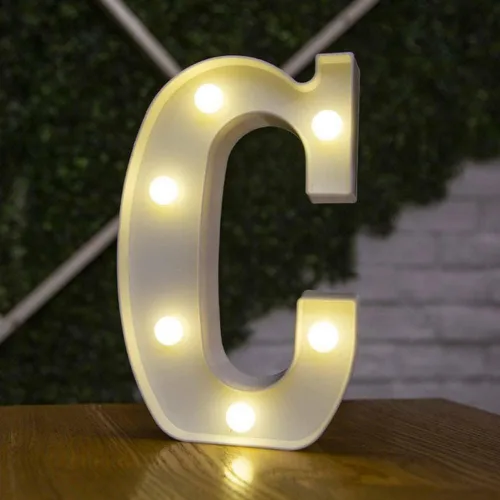 Miniatura 13 de anso Letras LED del alfabeto con números iluminados, letras de plástico blanco, decoración de pie de la A a la Z 0 ~ 9 (rosa corazón)