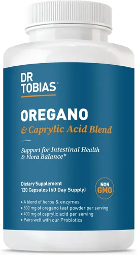 Miniatura 7 de Dr. Tobias Mezcla de orégano y ácido caprílico, complejo de equilibrio de flora intestinal con probióticos y enzimas para apoyo intestinal e