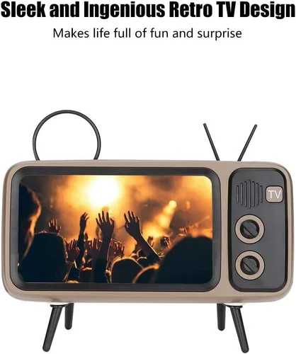 Miniatura 5 de Ciglow Altavoz Bluetooth, altavoz Bluetooth estéreo retro HD portátil para TV para teléfono móvil de 6 pulgadas (gris)