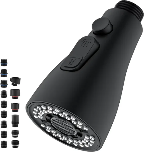 Miniatura 9 de Repuesto de cabezal de grifo de cocina de metal, con 15 adaptadores, cabezal rociador de bajo plomo para grifo de fregadero extraíble, boquilla