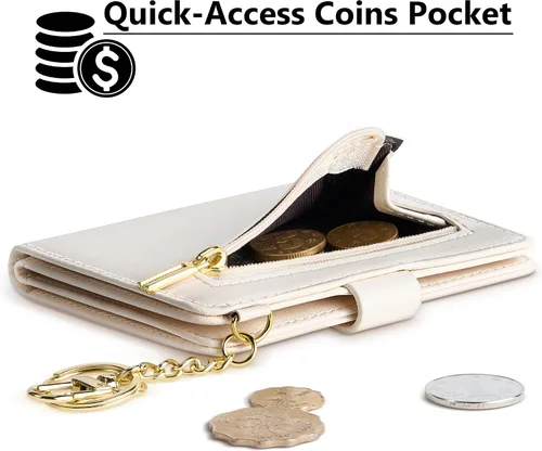 Miniatura 3 de Airkit Billeteras pequeñas para mujer, con bloqueo RFID, de cuero, con ventana de identificación, carteras para tarjetas para mujer, con monedero