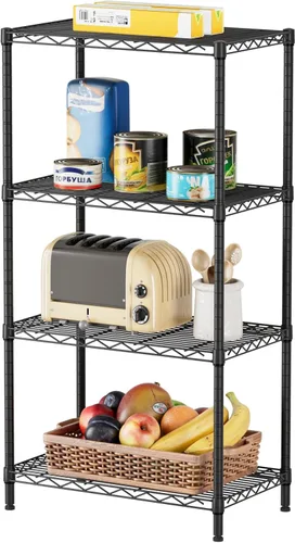 Miniatura 20 de SINGAYE Estante de almacenamiento ajustable de 6 niveles, estantería de alambre, estantes de metal, organizadores de pie para armario, baño, Negro