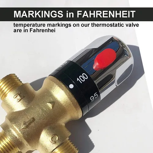 Miniatura 5 de Válvula mezcladora termostática,Válvula mezcladora de ducha con conexiones macho 1/2 NPT,Válvula de control constante de temperatura del agua,Latón