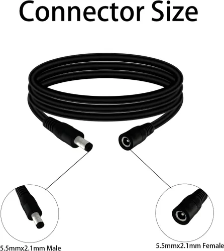 Miniatura 2 de Cable de extensión de alimentación CC de 0.217 in x 0.083 in 3.3FT macho a hembra 12V/24V 14AWG DC Cable de conexión para CCTV Amplificadores