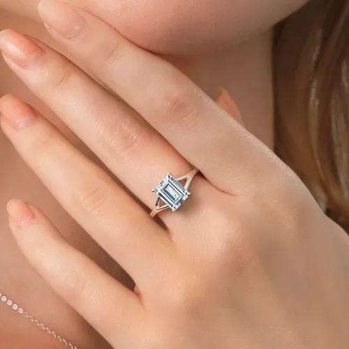 Miniatura 10 de Gem Stone King Anillo de compromiso solitario con diseño clásico de vástago dividido para mujer, plata de ley 925, piedra natal de piedra preciosa