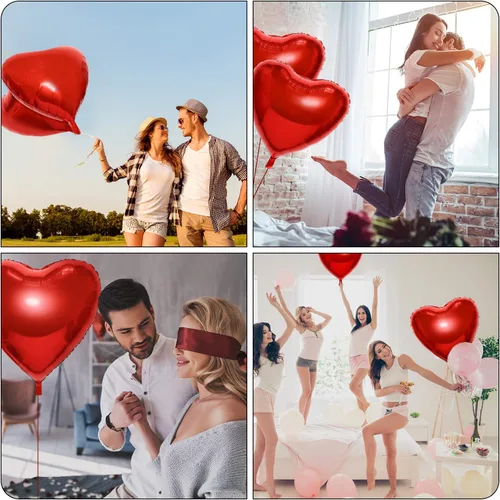Miniatura 3 de Gejoy 4 globos grandes de papel de aluminio de corazón rojo de 32 pulgadas, globos en forma de corazón jumbo para el día de San Valentín, boda