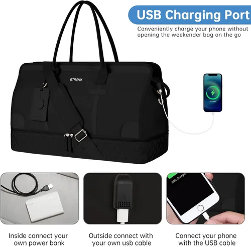 Miniatura 6 de ETRONIK Bolsa de fin de semana para mujer, Negro