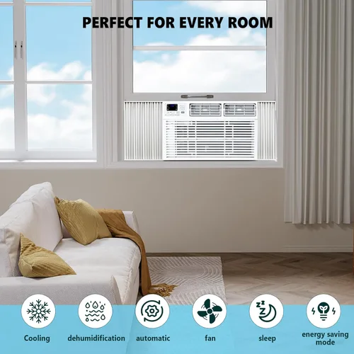 Miniatura 5 de Electactic Aire acondicionado de ventana de 6,000 BTU, unidad de CA tipo ventana con refrigeración, modo seco, 4 velocidades de ventilador