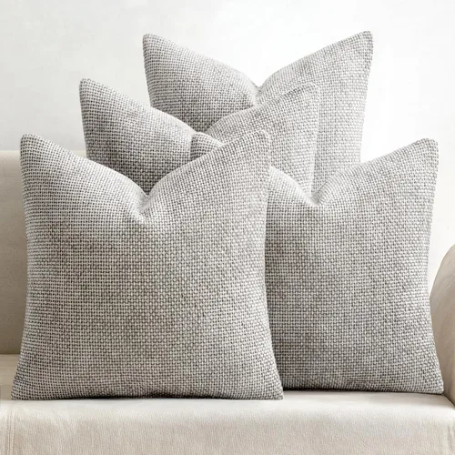 Miniatura 33 de MIULEE Paquete de 4 fundas de almohada para sofá, 16 x 16 pulgadas, fundas de almohada decorativas de felpilla suave color crema, fundas de cojín