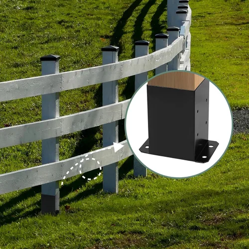 Miniatura 9 de Base de poste de 4 x 4 pulgadas, 4 piezas, soporte de base de anclaje, base de poste de cubierta para barandilla de pérgola y buzón
