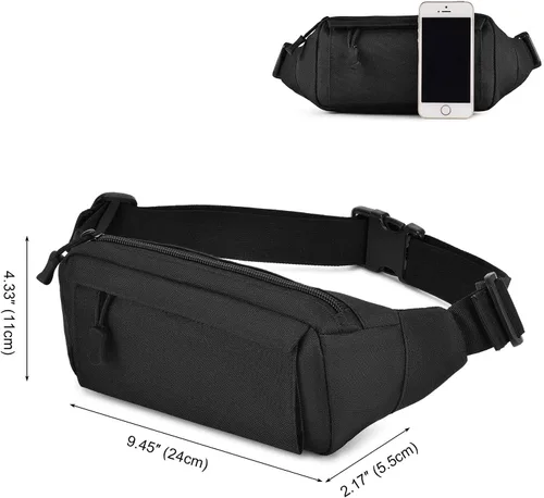 Huntvp Riñonera táctica pequeña militar WR de nailon para uso diario, correr, viajes, senderismo, escalada (negro)